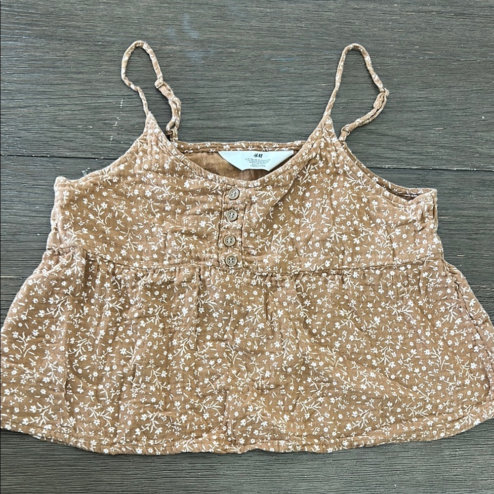 H&M Brown Floral Buttoned Camisole